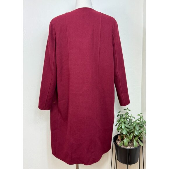 Lafayette‎ 148 Womens 100% Wool Burgundy Red Open Front Cardigan - Picture 9 of 15